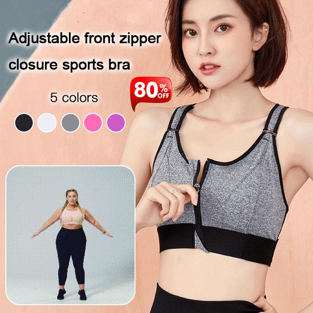 🔥🛍️ Regulowany biustonosz sportowy z zamkiem błyskawicznym Odporny na wstrząsy, oddychający biustonosz sportowy bez fiszbin