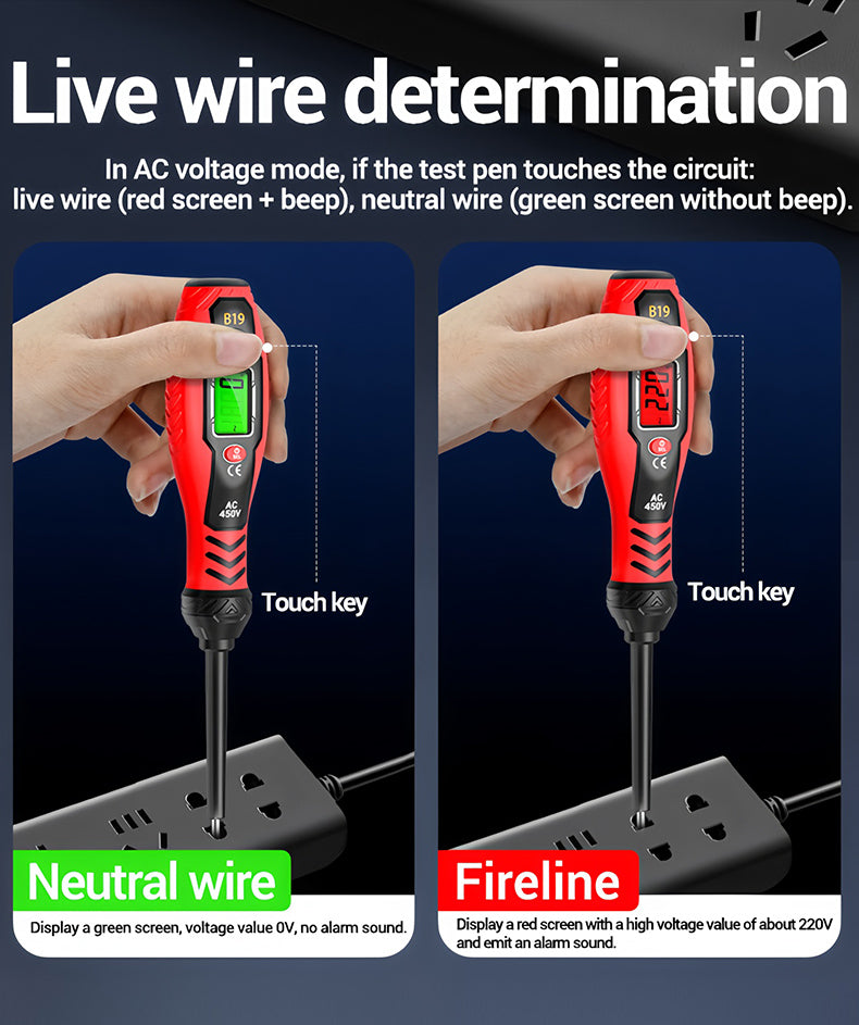 🔥【Compra 1, llévate 1】Lápiz medidor inteligente de alta precisión, lápiz medidor de inducción multifunción con pantalla digital, detección de circuitos
