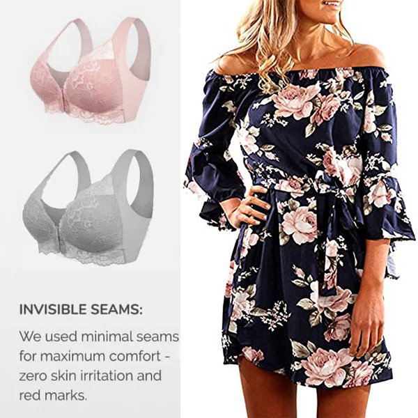💥【5 sztuki】(M-5XL)👙 Biustonosz push-up z koronkowym zapięciem z przodu - bezszwowy, piękny tył, wygodny