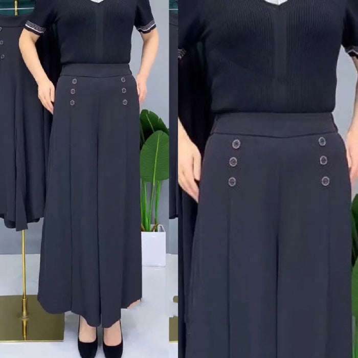 【M-5XL】Modna, drapowana spódnica damska z szerokimi nogawkami i wysokim stanem