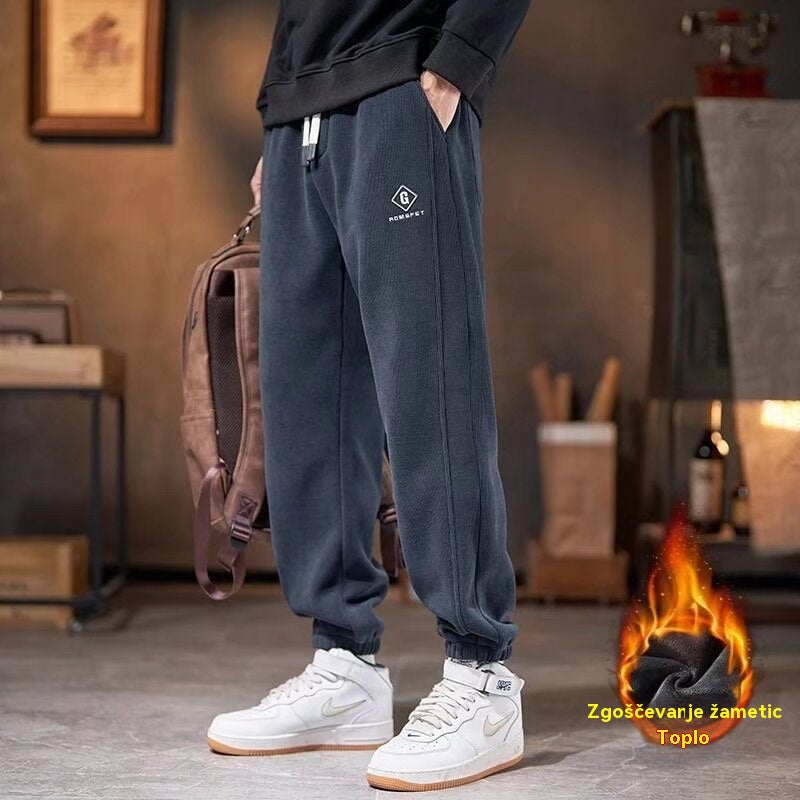 【M-5XL】Męskie, jesienno-zimowe, nowe, luźne spodnie polarowe w dużych rozmiarach