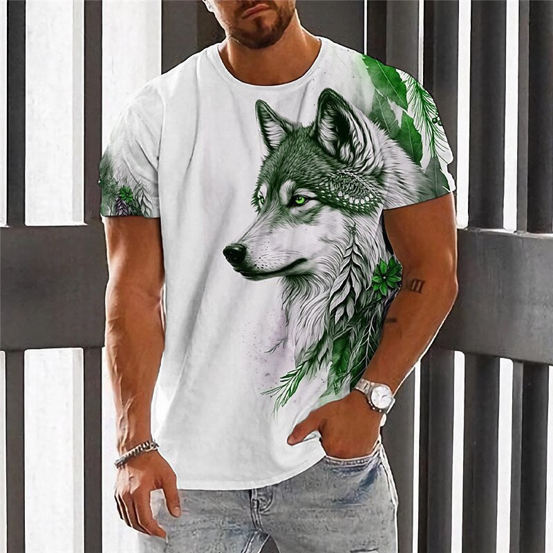 (Za pobraniem)【S-6XL】Modny letni męski T-shirt z nadrukiem Wolf King