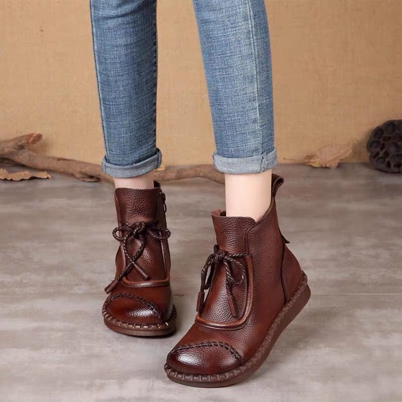 🔥✨【Rozmiary 35-40】🌷👢Przedsprzedaż wczesną jesienią🎉 Damskie buty retro wykonane z miękkiej skóry-4357587