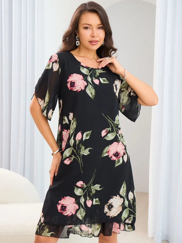 💥Korzyści dla fanów💥💐【50% zniżki】【S-5XL】Elegancka sukienka z nadrukiem-3745008