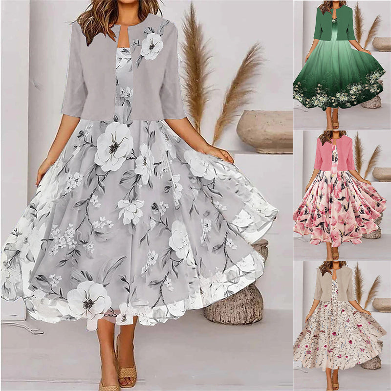 🎀👗【S-3XL】 Elegancka sukienka + dwuczęściowy zestaw z krótkim płaszczem