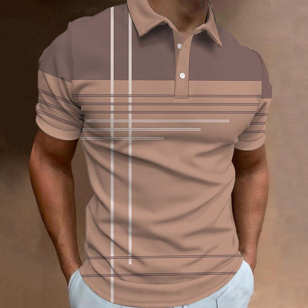 👔【S-6XL】🔥Męska nowa letnia koszulka POLO w paski z nadrukiem 3D