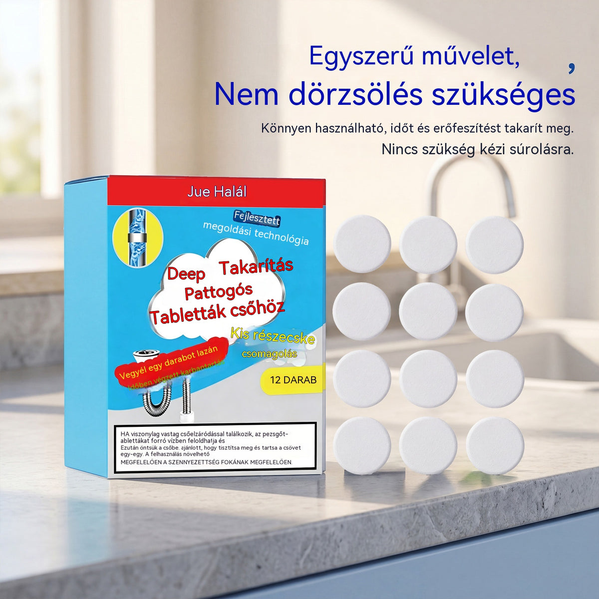 🥳3 doboz mindössze 10 100 magyar forintért💞 Hatékony pezsgőtabletta lefolyótisztító, gyorsan feloldja a hajat, a zsírt és az eltömődéseket, antibakteriális lefolyótisztító és szagtalanító, mosogatókhoz, WC-khez és padlóösszefolyókhoz alkalmas.