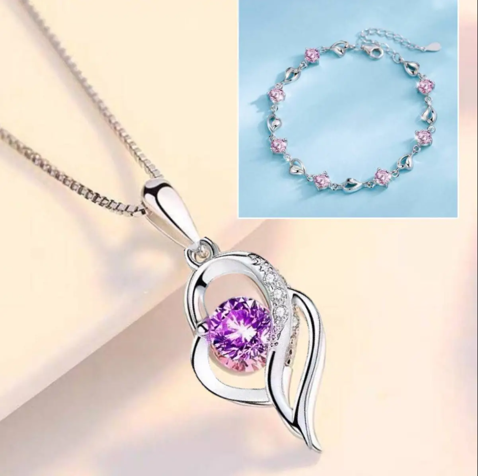✨【Kup 1, drugi gratis】💎 Zestaw bransoletki i naszyjnika ze srebra 925, modny i uniwersalny