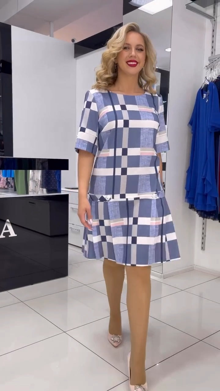 🔥👗【S-5XL】❤️2024 nowa wielokolorowa elegancka sukienka w kratę