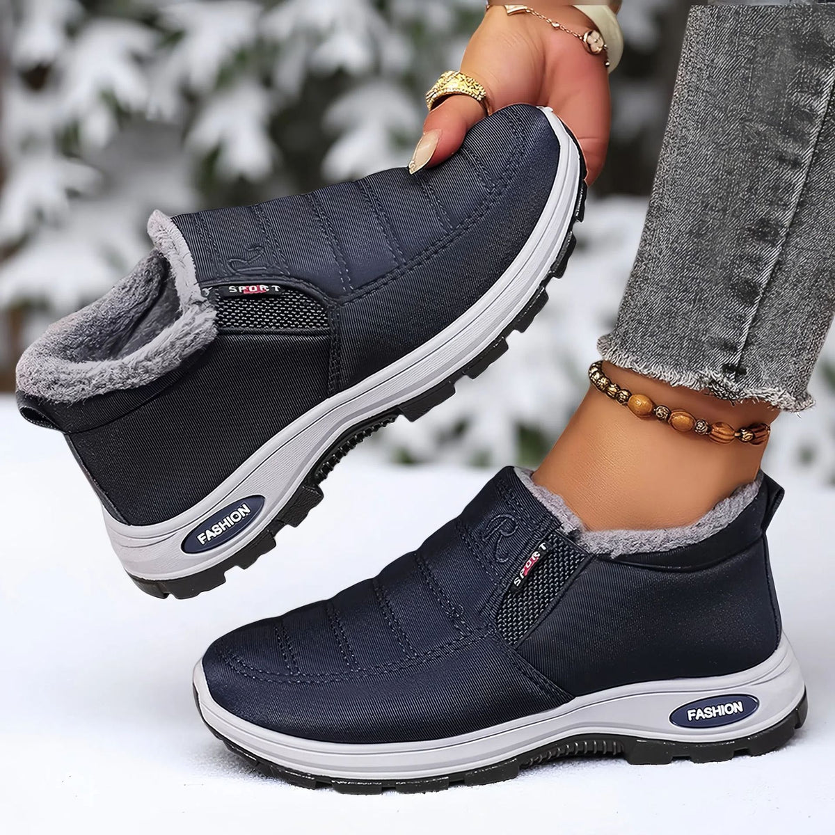 👢【36-41】Botas de algodón para mujer, tallas grandes/Botas de algodón cálidas y resistentes al frío para personas de mediana edad y mayores/Botas de nieve de ante grueso, botas de suela alta para mujer