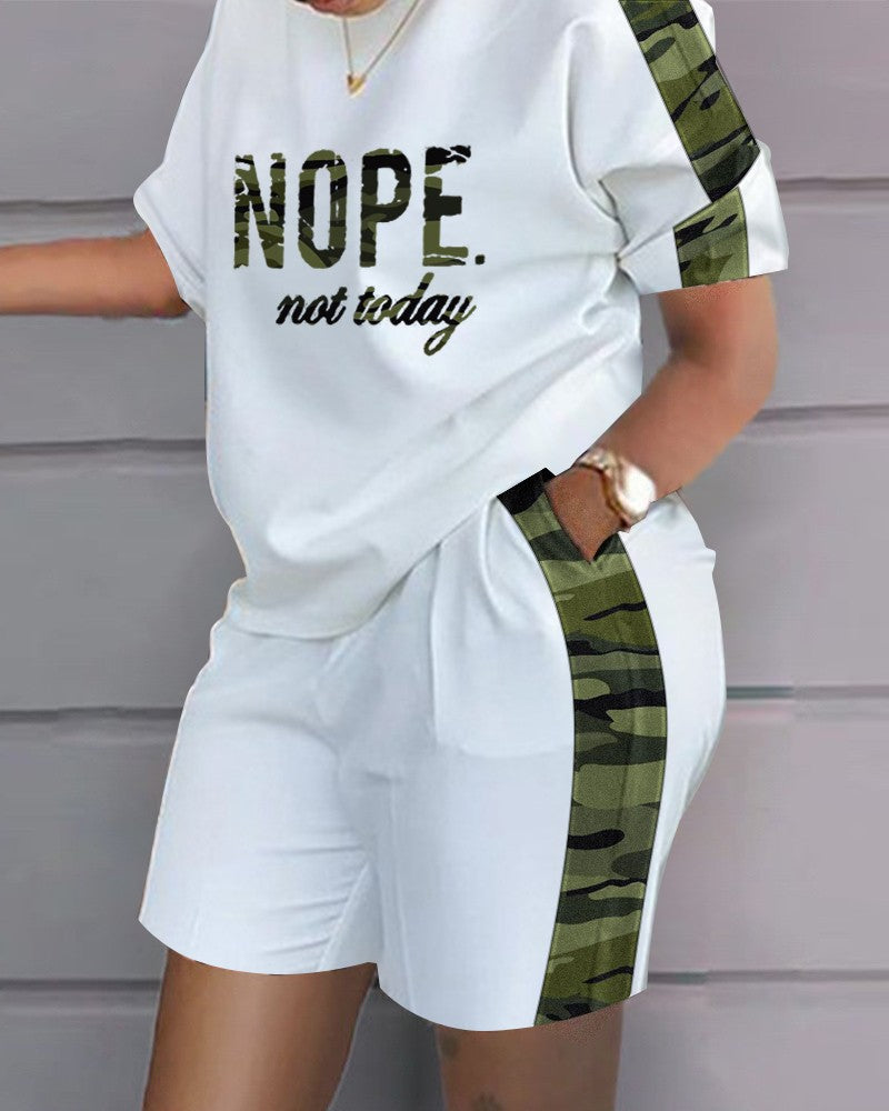 😍 【Top + spodenki】 Damskie, letnie modne bluzki z okrągłym dekoltem i luźne szorty