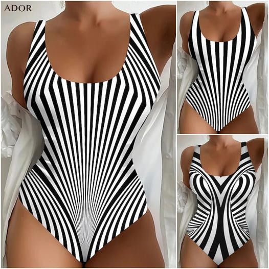 【😍S~6XL】Seksowny, jednoczęściowy kostium kąpielowy w paski