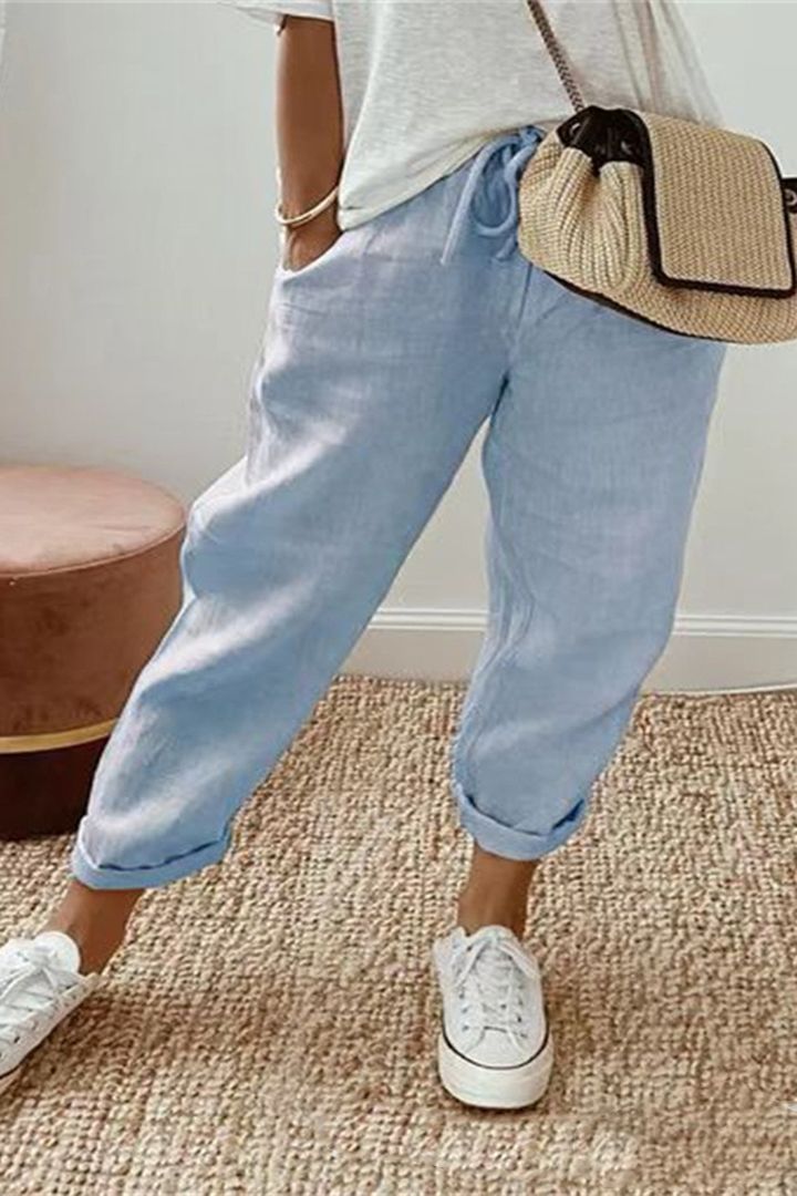 【S-3XL】Damskie bawełniane i lniane spodnie casual, dostępne w wielu kolorach