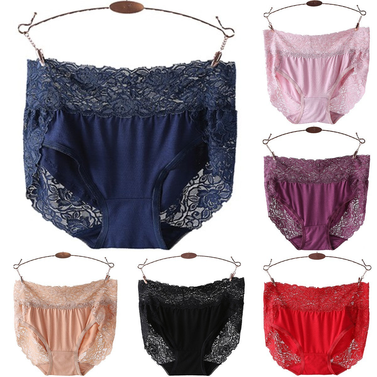 【M-3XL】Super elastyczna 6-częściowa koronkowa bielizna w nowym stylu seksowne figi bielizna damska duże rozmiary