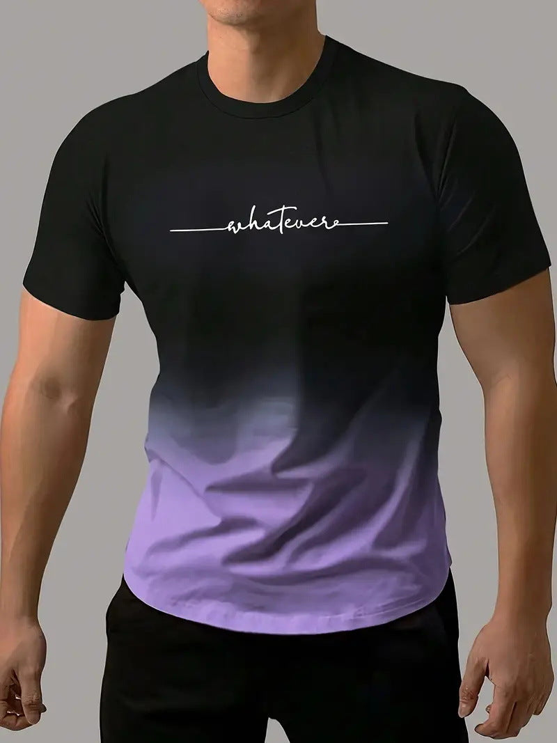🔥🔥【S-6XL】T-shirt męski o swobodnym, wielobarwnym gradalnym kolorze z okrągłym dekoltem