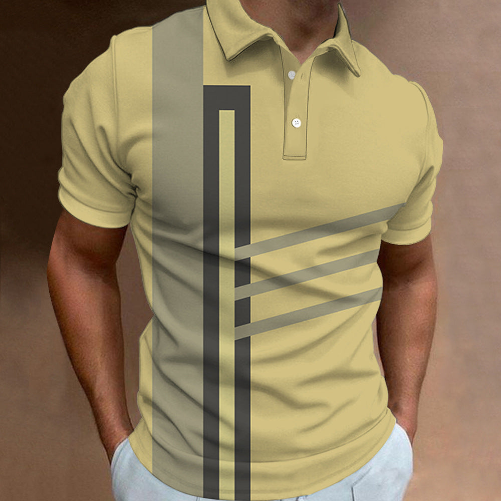 👔【S-6XL】🔥Męska nowa letnia koszulka POLO w paski z nadrukiem 3D