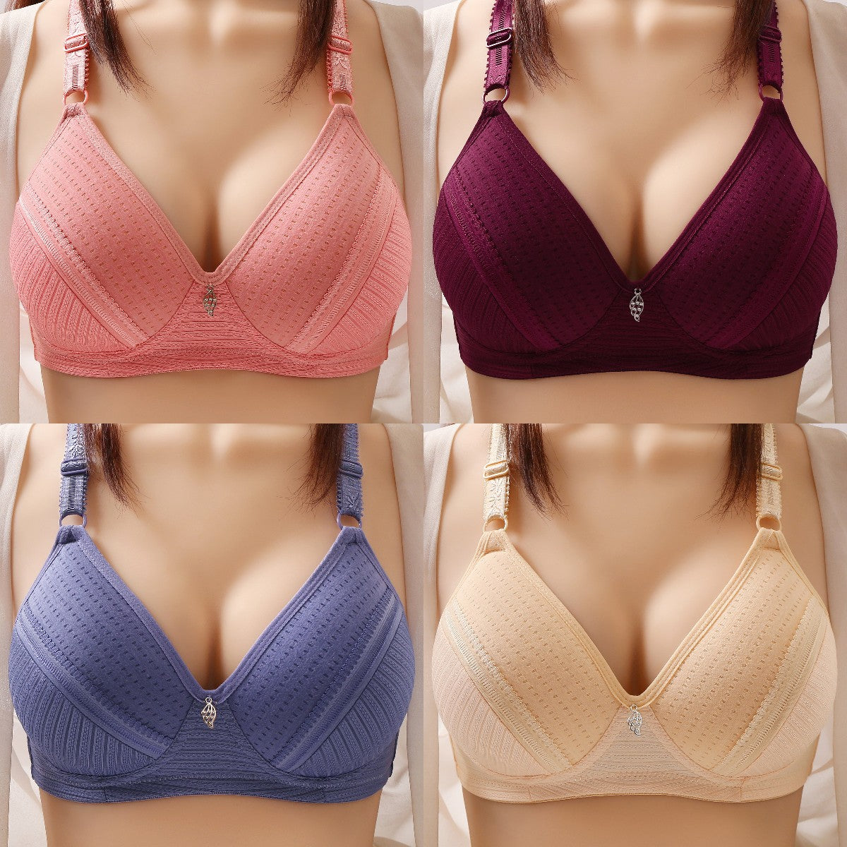 🔥50% zniżki — 【4 pary】 Seksowny biustonosz push-up najwyższej jakości, bezszwowy