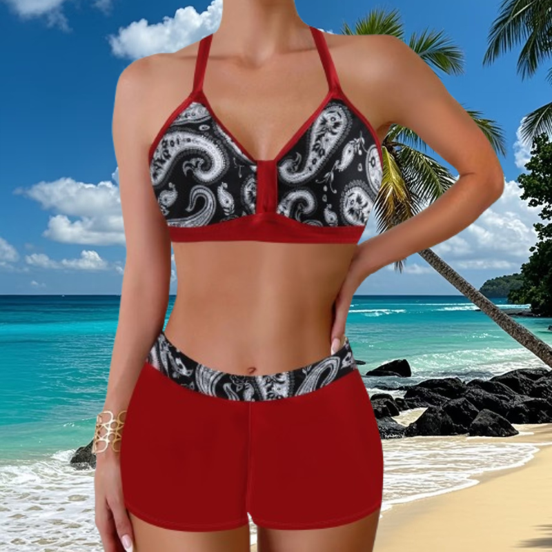 🌴🌴【S-5XL】🏖️👙 Zestaw strojów kąpielowych z nadrukiem na wakacje na plaży 2025