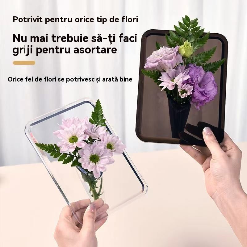 【1 set de 4 piese】💐Vază cu ramă foto de birou de înaltă calitate