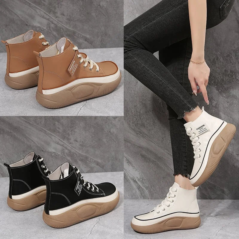 Buty Martin z czystej skóry bydlęcej z grubą podeszwą