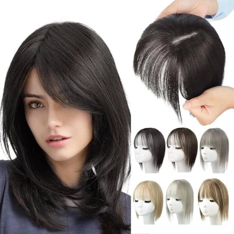 🎁Postizos de cabello natural con flequillo para mujer (100 % cabello natural)