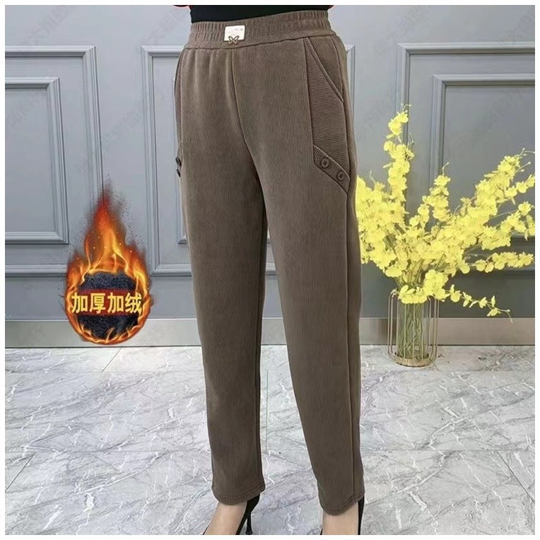 🔥🔥【2XL-5XL】Nowe, jesienne i zimowe, pogrubione, aksamitne, luźne spodnie na co dzień w dużych rozmiarach ✅【55-92,5kg】