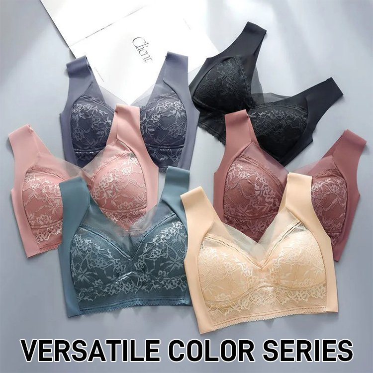 🥰【1 komplet 4 sztuki】👙【40-110 KG】Damski wygodny, bezszwowy koronkowy biustonosz