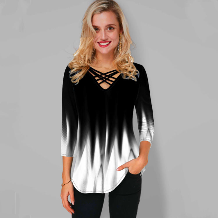 🔥【S-5XL】Női póló Divatos, lezser, V-nyakú női póló