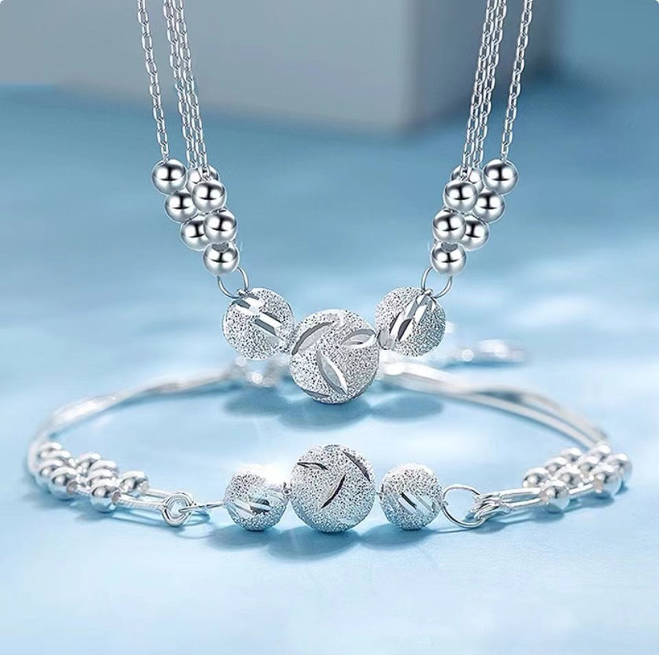 【30%OFF】🔥Gorąca wyprzedaż🔥【Naszyjnik + bransoletka】✨Grawerowany srebrny naszyjnik z transferem Zestaw biżuterii