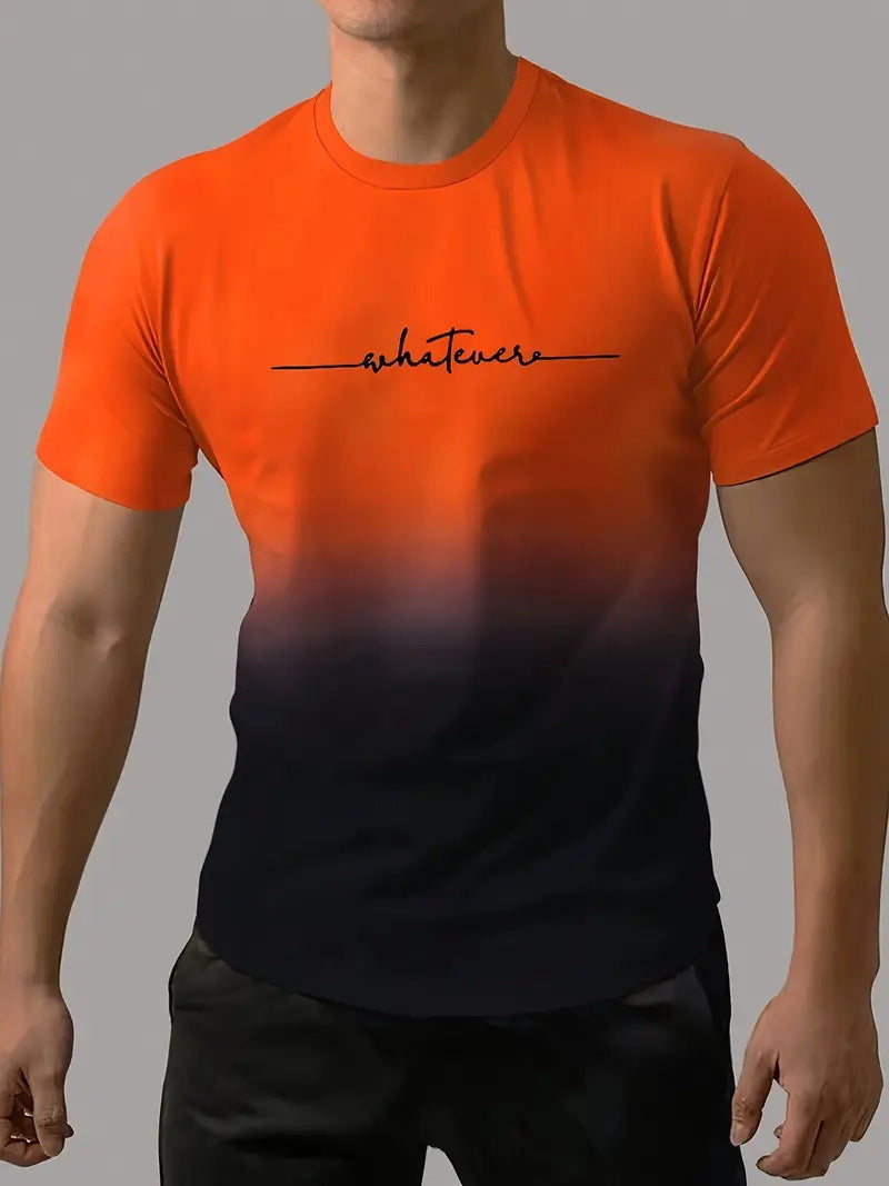 🔥🔥【S-6XL】T-shirt męski o swobodnym, wielobarwnym gradalnym kolorze z okrągłym dekoltem
