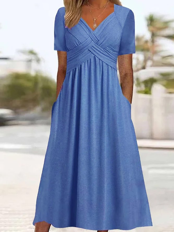 š„ Sukienka Pure Color Casual Fashion o Åredniej dÅugoÅcićS-3XLć