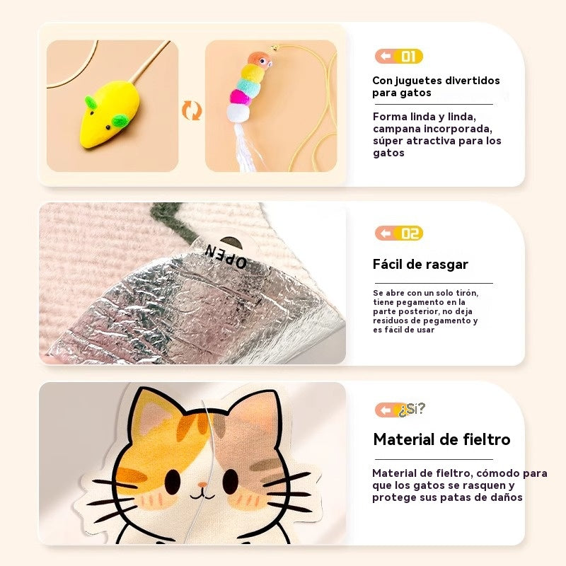 🏆【Compra 1 y llévate 1 gratis】【🔥Venta caliente】Rascador de pared para gatos que no requiere instalación - Rascador vertical Cube