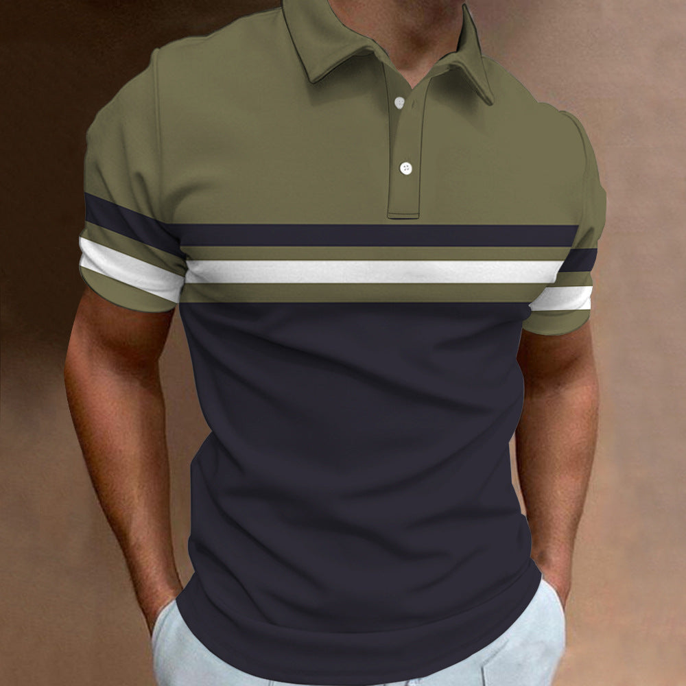 👔【S-6XL】🔥Męska nowa letnia koszulka POLO w paski z nadrukiem 3D