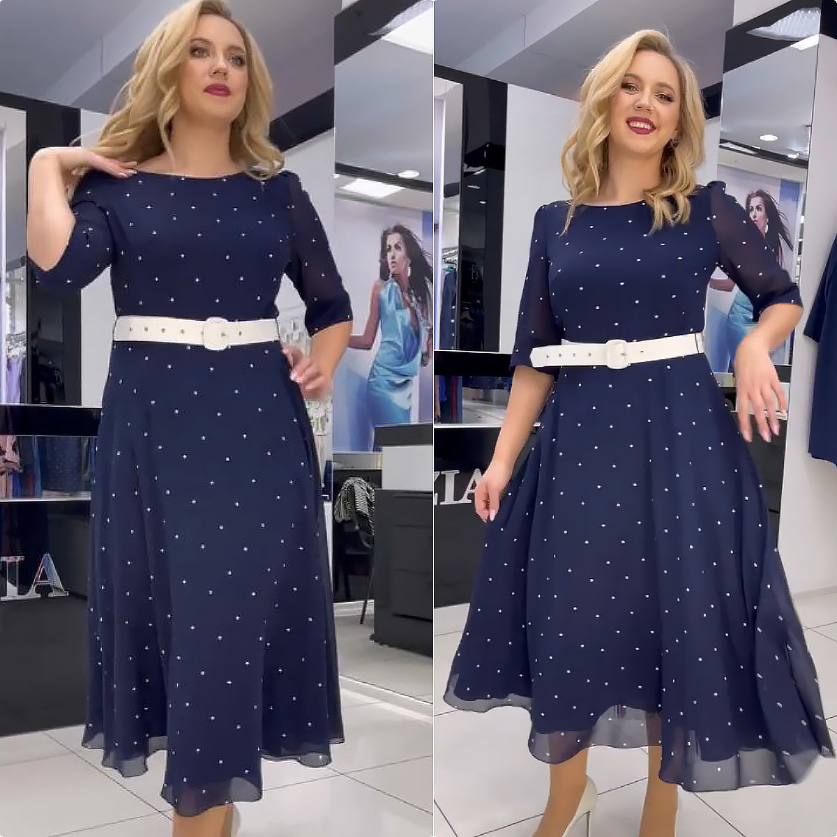 šćS-5XLć2025 nowa elegancka wiosenna sukienka w kropki