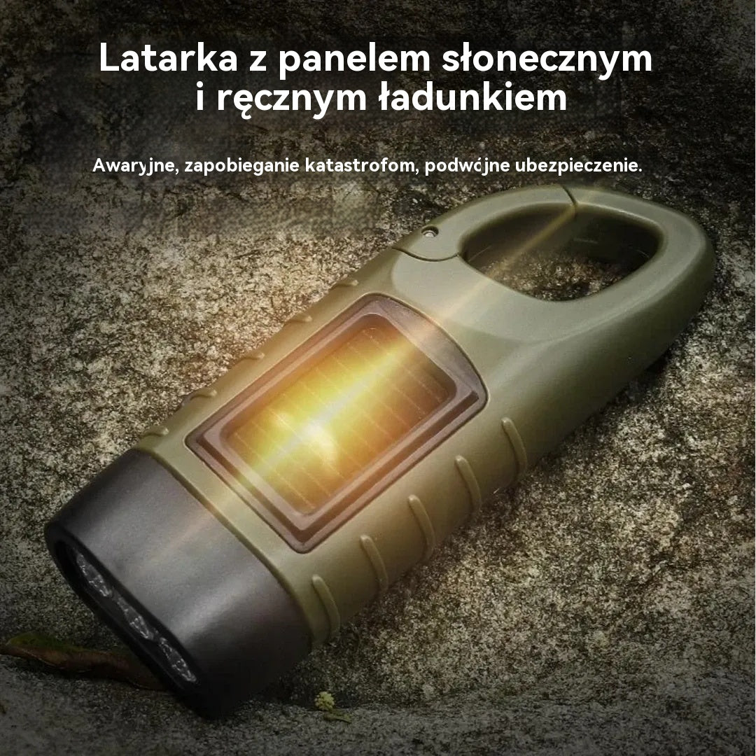 🔥 Kup 1 i otrzymaj 1 gratis 🔥⚡Latarka z panelem słonecznym i ręcznym ładowaniem – przenośny generator idealny na wypadek sytuacji awaryjnych i przygód!