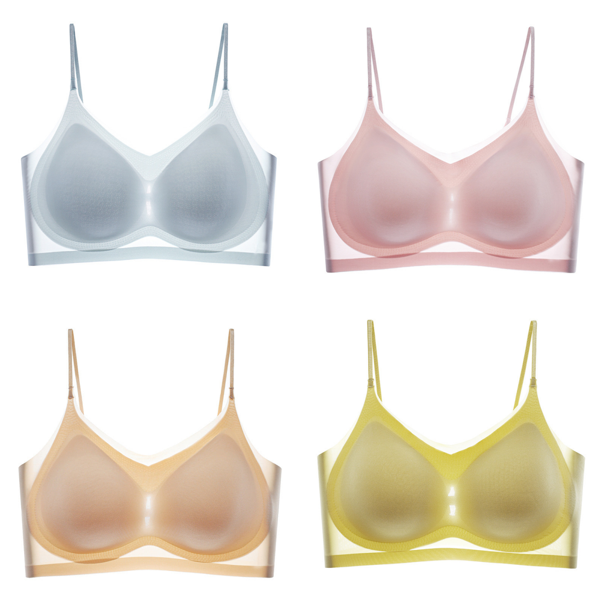 🧊🧊【1 komplet 4 sztuki】Biustonosz damski z lodowego jedwabiu, ultracienki, duży rozmiar【40-100KG】