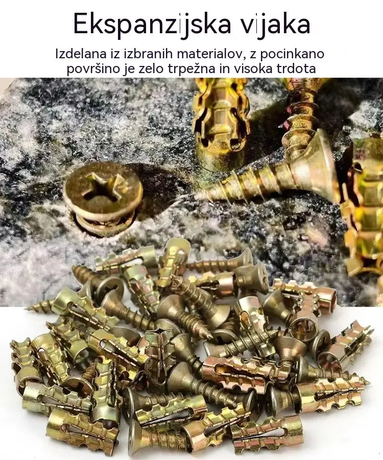 【🔥100 kompletov v prodaji】🧰⚒️ Popravilo pohištva, kratki raztegljivi vijaki, popravilo in montaža tečajev iz kamna/ploščic/omare.