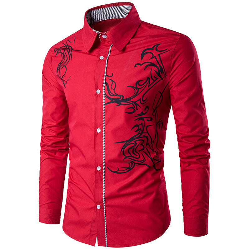 🔥🔥【M-3XL】Nowa koszula męska Slim Fit z nadrukiem smoka 2025