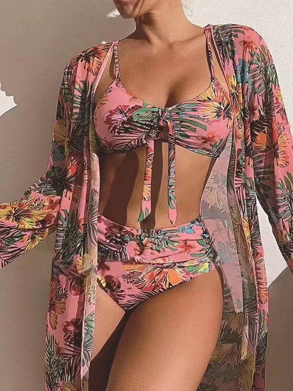 👙【S-2XL】2024 nowy trzyczęściowy zestaw kostiumów kąpielowych z szalikiem