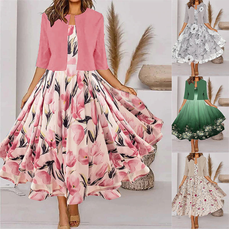 🎀👗【S-3XL】 Elegancka sukienka + dwuczęściowy zestaw z krótkim płaszczem
