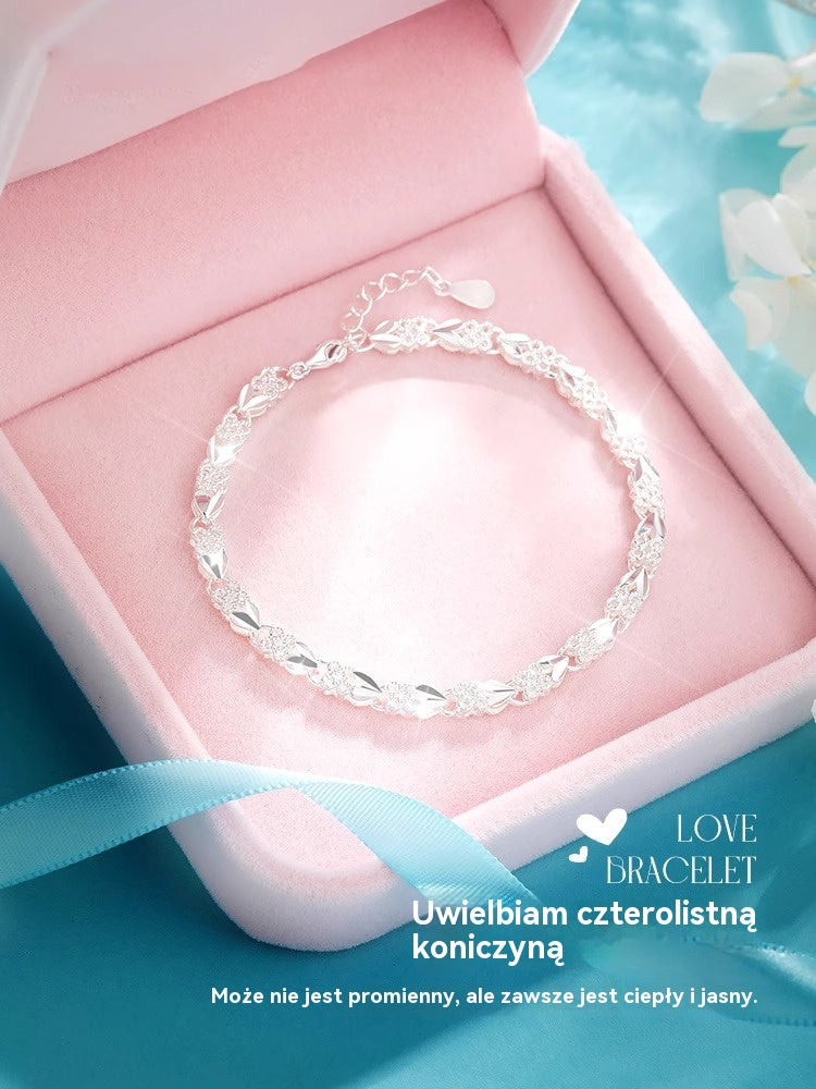 😀👉【Kup 1 i otrzymaj 1 gratis】💖🍀Uwielbiam nową modną bransoletkę ze srebra próby 925 z czterolistną koniczyną dla kobiet【30% ZNIŻKI】