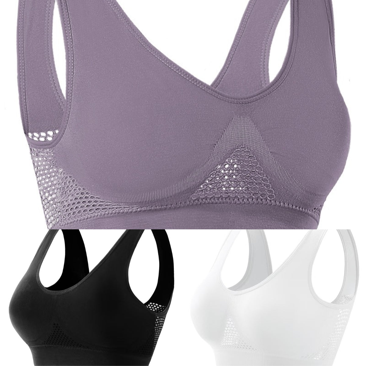 💕💕【Sada 3 kusů】Dámská vysoce elastická a prodyšná podprsenka, elegantní a vyzrálý styl ❤️【40–120 kg】