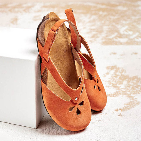 🍃👡【Ograniczona oferta】 【35-44】2025 wysokiej jakości skórzane sandały casualowe ✅ Okrągły nosek ✅ Płaska podeszwa