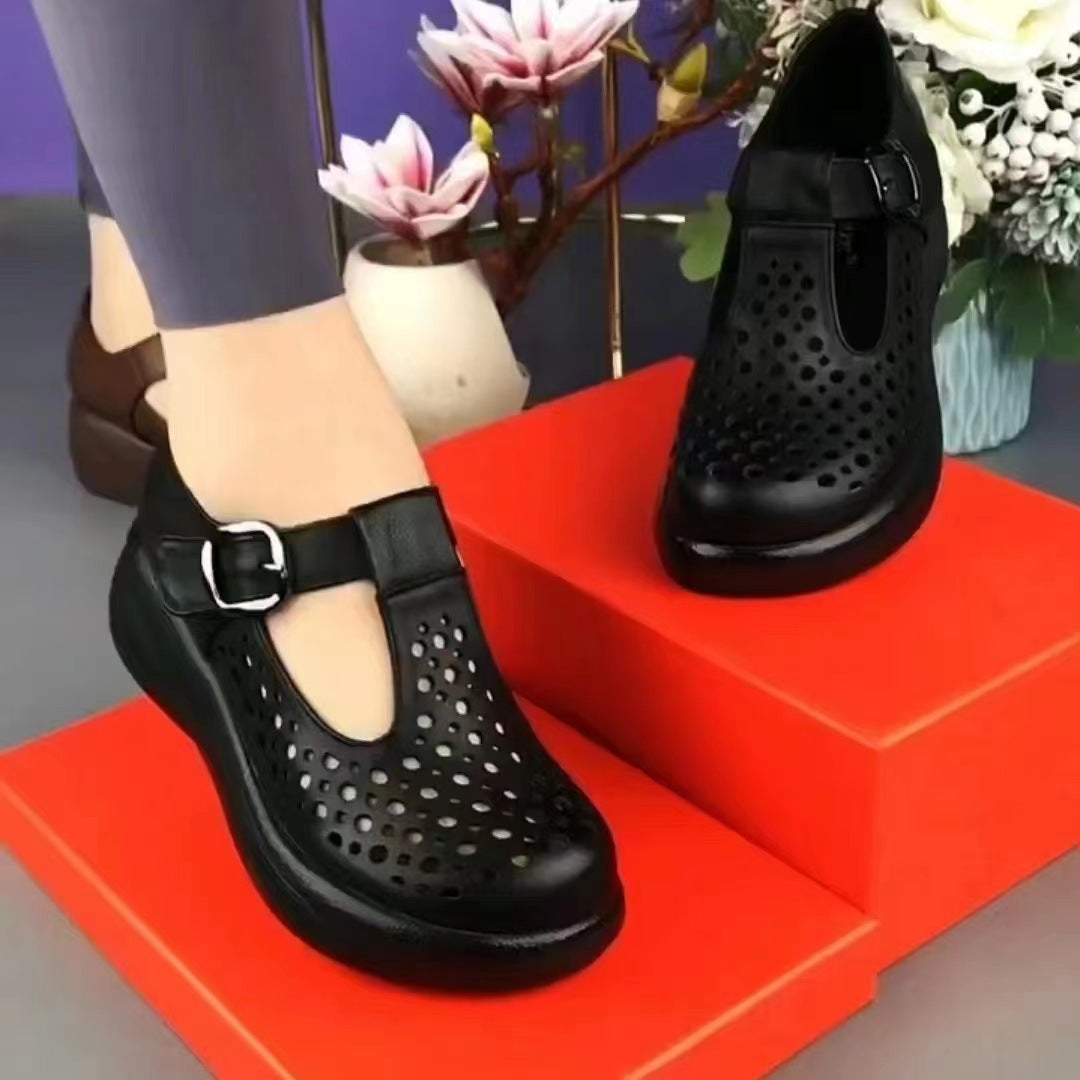 【35-40】2025 nowe modne damskie buty na co dzień z grubą podeszwą ze skóry
