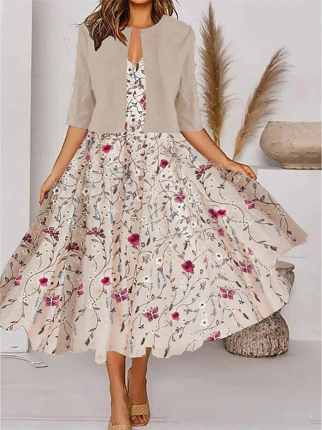 🎀👗【S-3XL】 Elegancka sukienka + dwuczęściowy zestaw z krótkim płaszczem