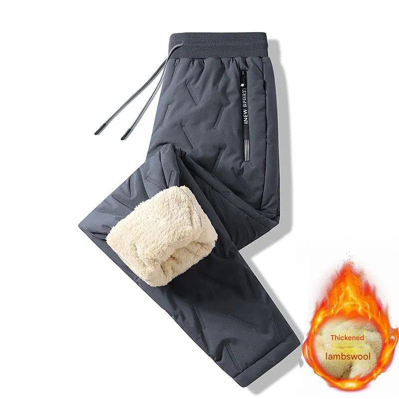 👖🔥2024 nowe, zimowe męskie, pogrubione, ciepłe spodnie na co dzień z wełny jagnięcej
