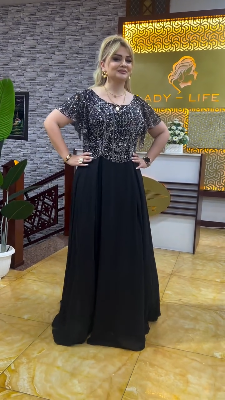 【S~5XL】Elegantné, dlhé dámske šaty s krátkym rukávom