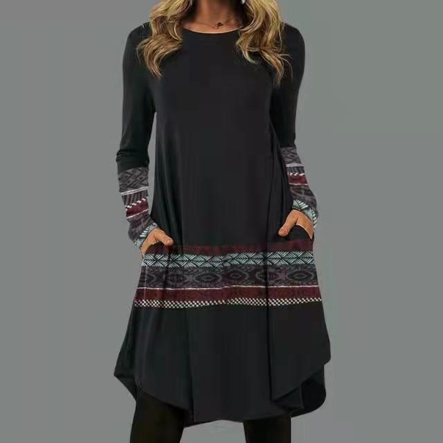 🔥【S-5XL】2024 Nowa jesienna sukienka z nadrukiem w stylu retro w etnicznym stylu