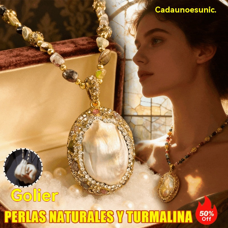 ✨💍【Kúpte 1 a druhý dostanete zadarmo】Prírodný barokový náhrdelník z perál a turmalínu