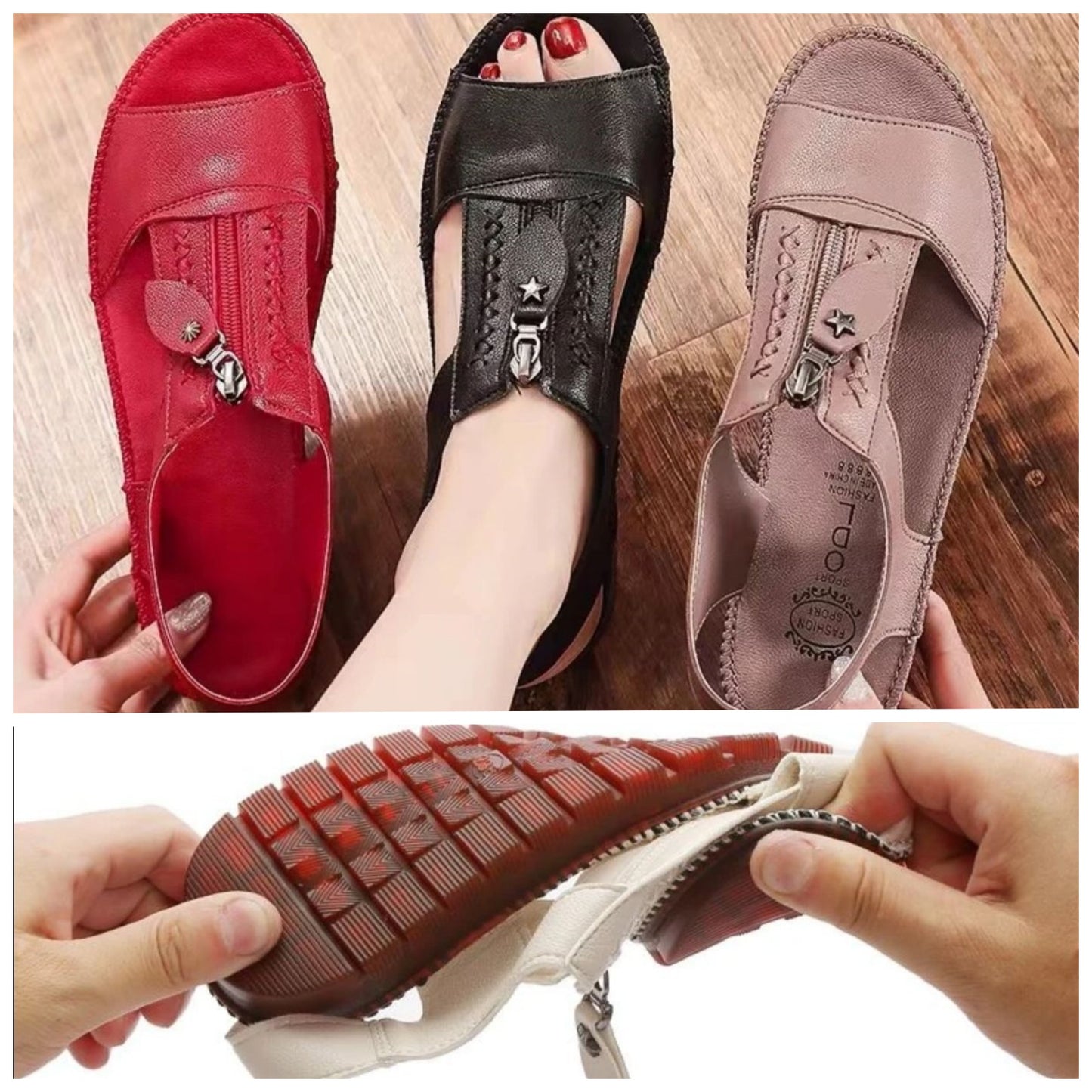 🔥【Letnia promocja】【35-43】2025 Nowe sandały Płaskie buty Skóra naturalna Miękkie buty antypoślizgowe Miękka podeszwa